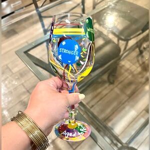 🦋LOLITA  "Age To Perfection"  Birthday Wine Glass 
Hand painted